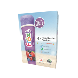 Frozt Retail Pack of 4 | Multi Packs | Healthy ice mixed berries fruit popsicles (ice cream alternatives) : gluten-free, halal, dairy-free, and vegan-friendly options available.