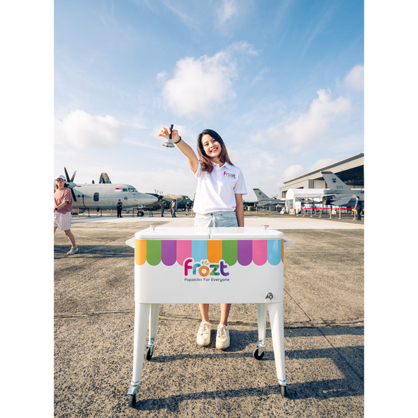 Frozt ice popsicles (ice cream alternative) rainbow cart for parties and events.