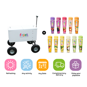 Benefits of ordering Frozt healthy ice popsicles (ice cream alternative) four wheeled cart for events and parties.
