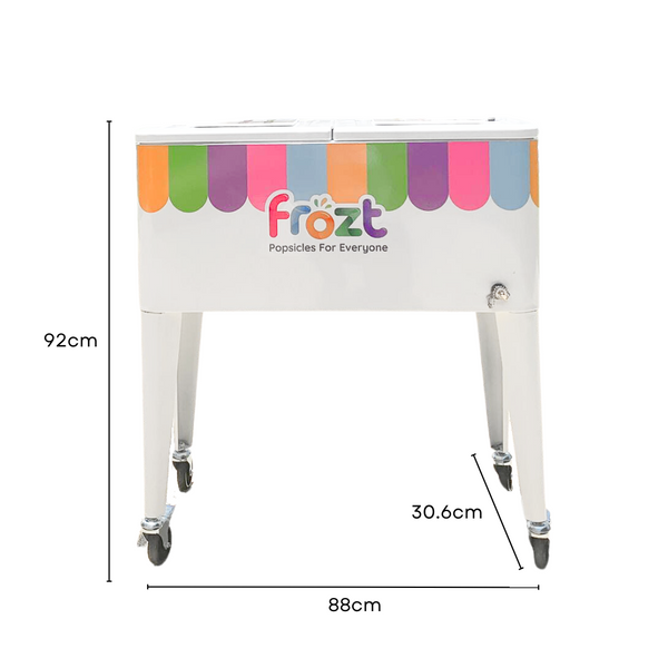 Frozt ice popsicles (ice cream alternative) rainbow cart for parties and events.