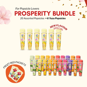 Prosperity Bundle packaging with assorted popsicles and yuzu popsicles on a white background.